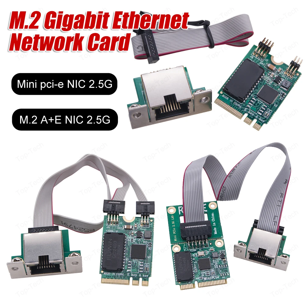 Adapter sieciowy M.2 Gigabit Lan 2.5G/1000/100Mbps M2 RJ45 Adapter sieciowy RTL8125BG Chip PCIE Bus Karta sieciowa Mini PCIE
