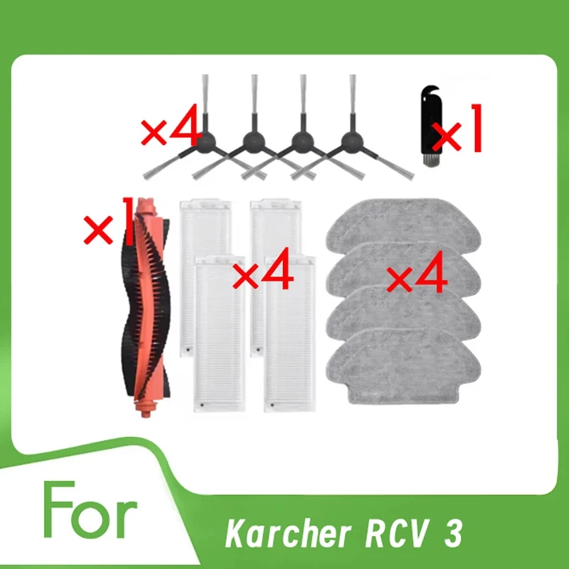 

ABCA-14 Pcs For Karcher RCV 3 Vacuum Cleaner Accessories Main Side Brush Mop Filter Ultra Durable Accessories