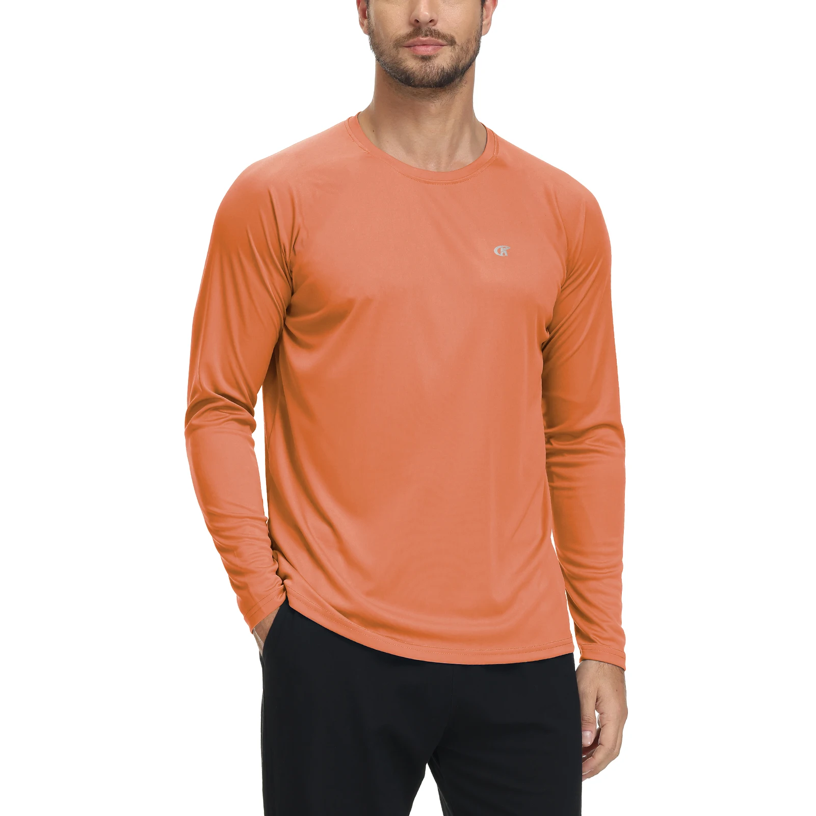 Autumn Fashion Mens Solid Color Sunscreen Cotton Long Sleeve T-shirt Sports Fishing Hiking Outdoor Fast Drying LongSleeveT-shirt