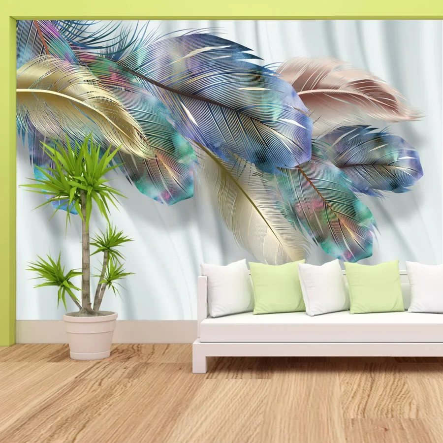 Peel and Stick Photo Wallpaper Accepted Feather Mural Wall Papers Home Decor for Living Room Bedroom Contact Paper Decal Prints