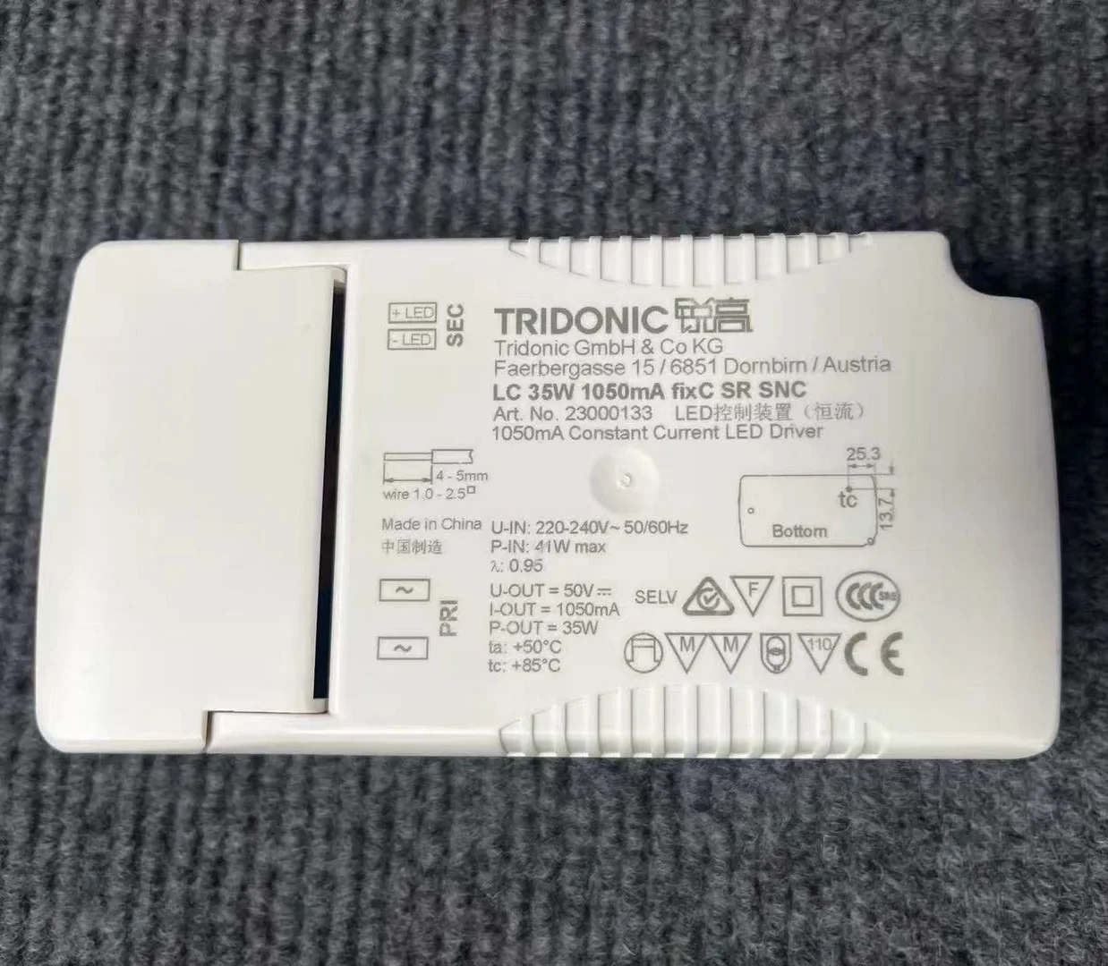 35W 45W LC COMPACT FIXED OUTPUT LED DRIVER 1050mA fixC SR SNC