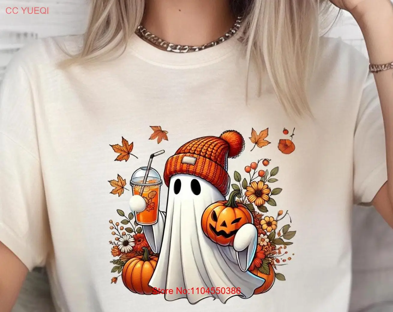 Spooky Season Comfort Colors T Shirt Cute Ghost Coffee Addict Design For Halloween Party Trick Or TreaT Fall