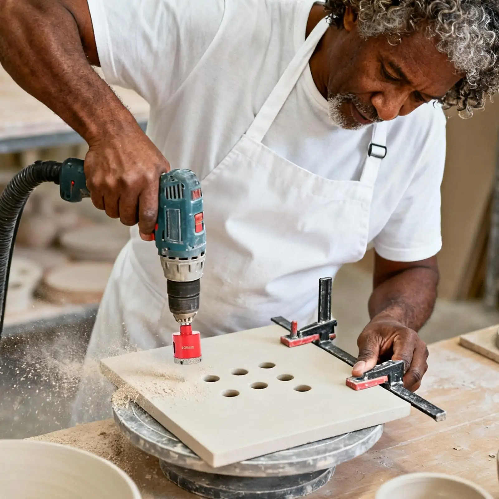 Pemotong Lubang Ubin Anti Selip dengan Kotak Penyimpanan Mata Bor untuk Ubin Porselen untuk Renovasi Rumah Perbaikan Dinding Kabel Listrik