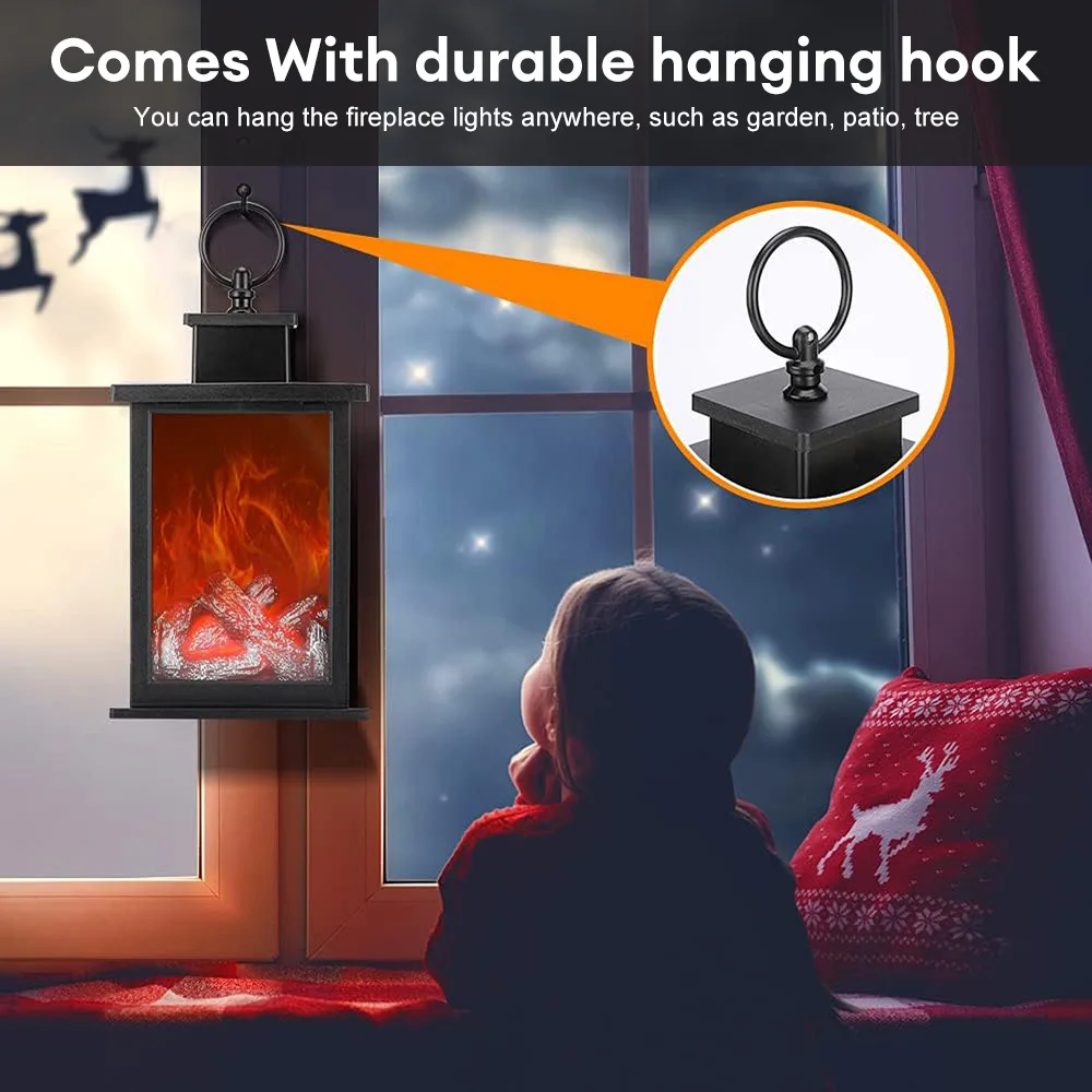 3D Decorative Fake Fireplace Lantern Creative LED Flame Night Light USB/Battery Night Lamp Festive Room Decor Birthday Gifts