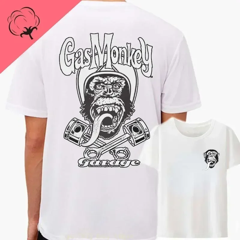 هدايا الرجال مذهلة الأساسية على الوجهين قرود الغاز المرآب القطن تي شيرت الرجال الصيف عادية الجرافيك Harajuku الشارع الشهير النساء