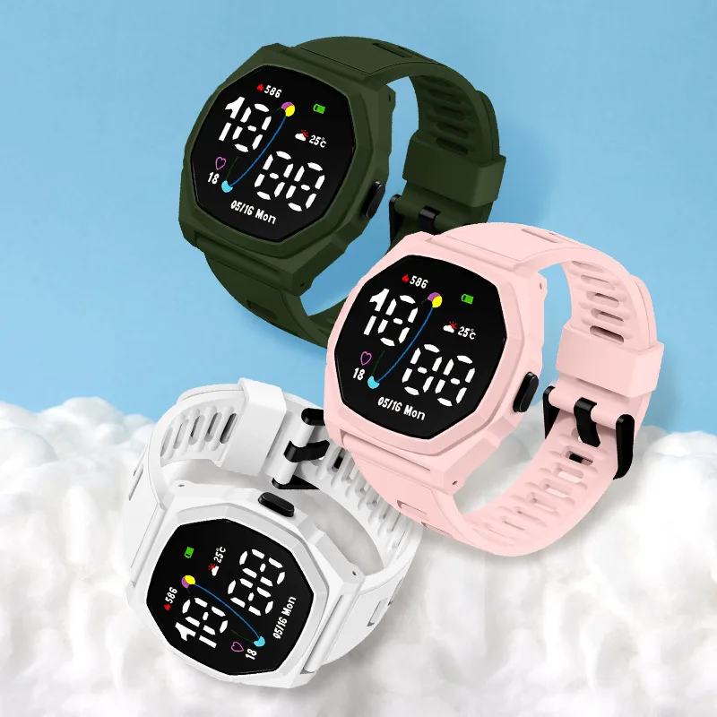 Relógio inteligente masculino feminino led relógios eletrônicos relógio homem à prova dwaterproof água smartwatch masculino display digital relógio de pulso botão bateria