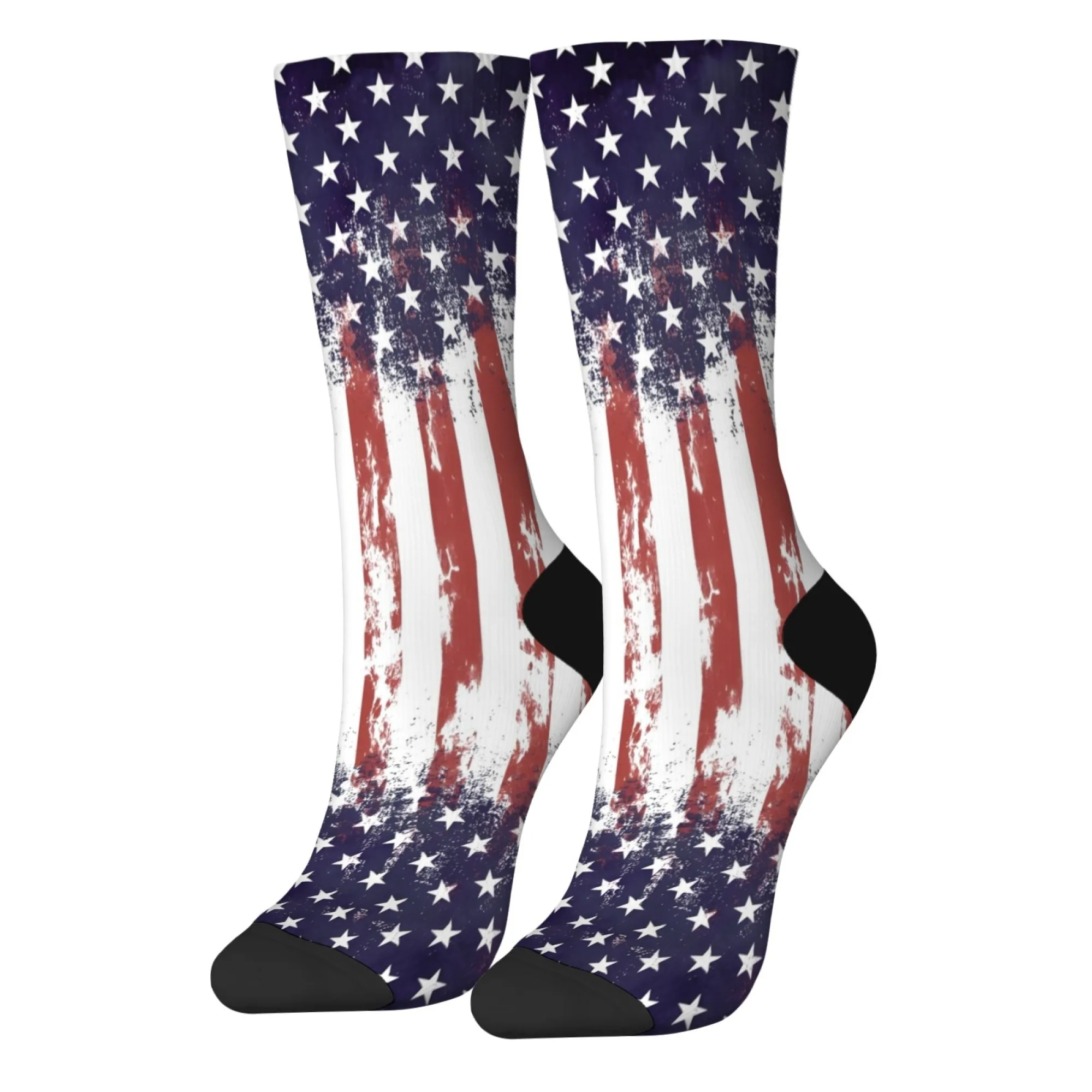 Gestreifte Sternflagge Retro Mode Socken Unisex Casual Sportsocken Straße Hip-Hop-Stil Neuheit Spaß Crew Socken Party Karneval Geschenk