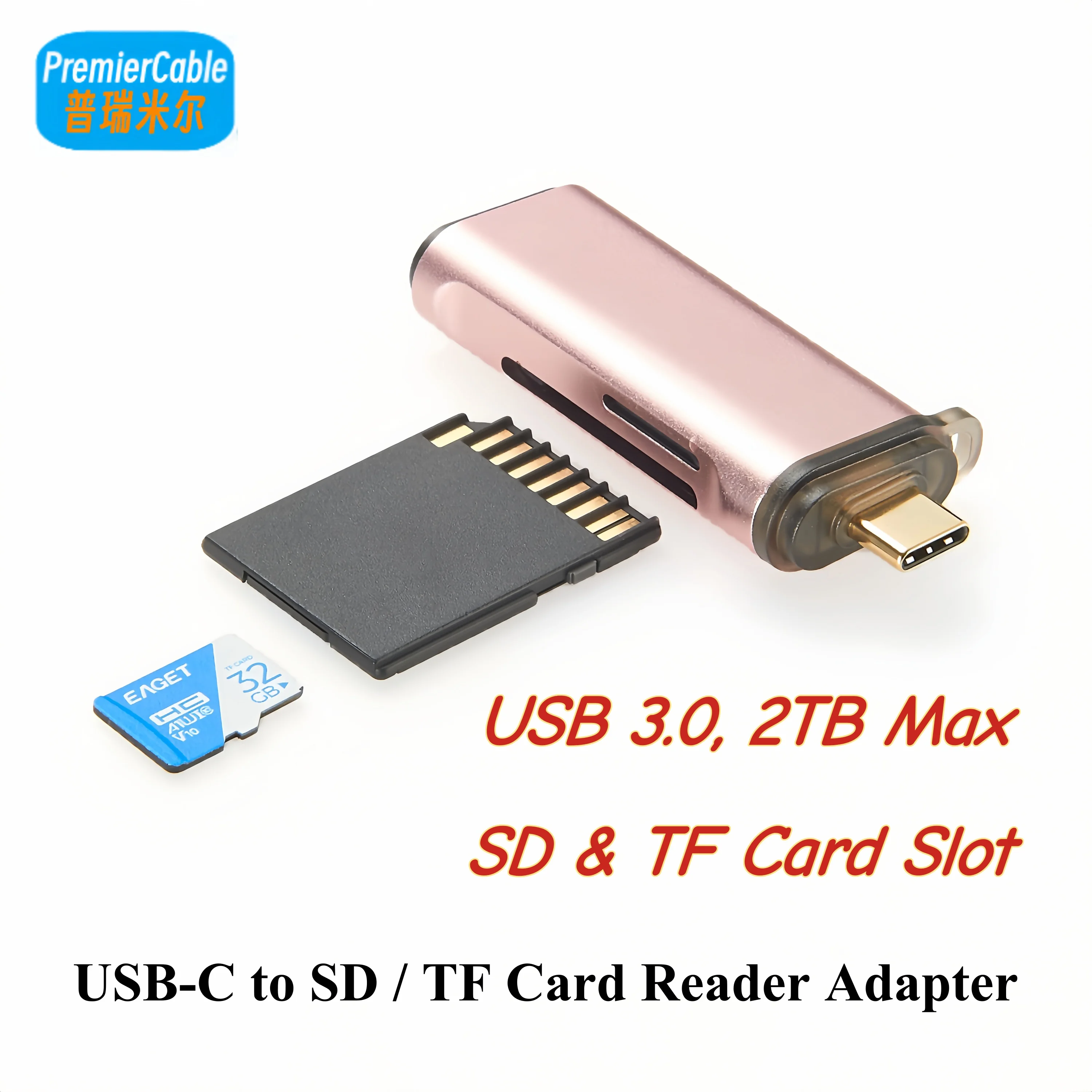 USB 3.0 Type-C Memory Card Reader, USB-C SD/TF Card Reader, Dual Slot UBS-C OTG Memory Adapter for SD/Micro SD/TF/SDXC/SDHC/MMC