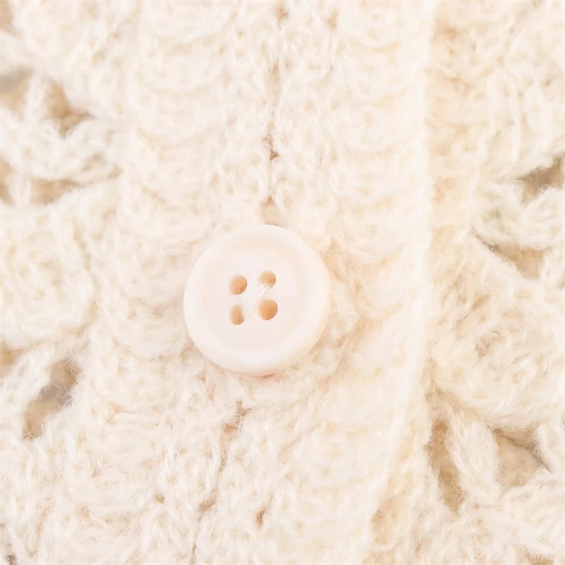 KEYANKETIAN новый летний женский вязаный кардиган с круглым вырезом и длинными рукавами, вязаный крючком короткий однобортный свитер для женщин