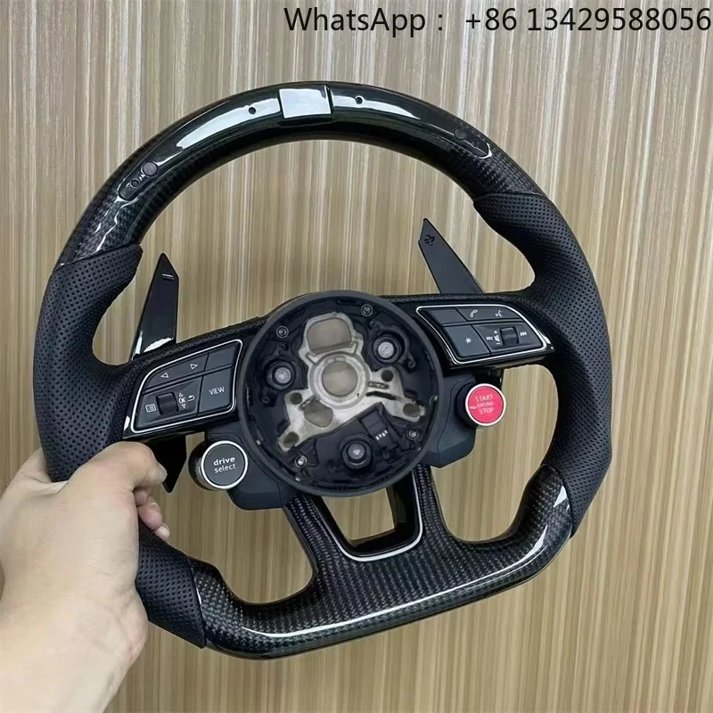 For Audi TT R8 S3 S4 S5 S6 S7 RS3 RS4 RS5 RS6 A6 C7 RS Q5 Q6 A4 A5 LED Suede Carbon Fiber Car Accessories Steering Wheel