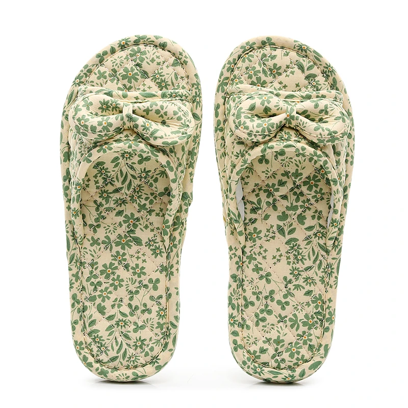 شباشب نسائية بفيونكة داخلية لطيفة للفتيات للفصول الأربعة، مريحة لغرفة النوم، غير قابلة للانزلاق، أحذية منزلية جميلة كتم الصوت