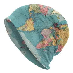World Map Fashion Hats Blue Rainbow Historical World Map Thin Hat Bonnet Hipster Skullies Beanies Caps Men Women's Earmuffs