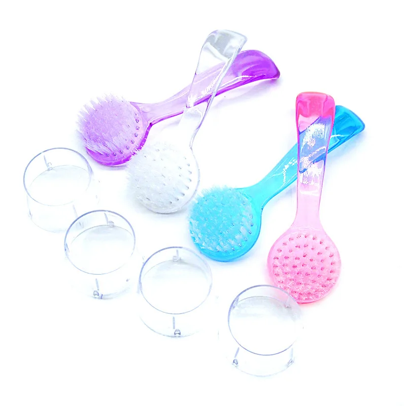 Brosse à ongles en acrylique, en plastique souple, pour enlever la poussière, accessoire de maquillage, à tête ronde, avec capuchon, 1 pièce