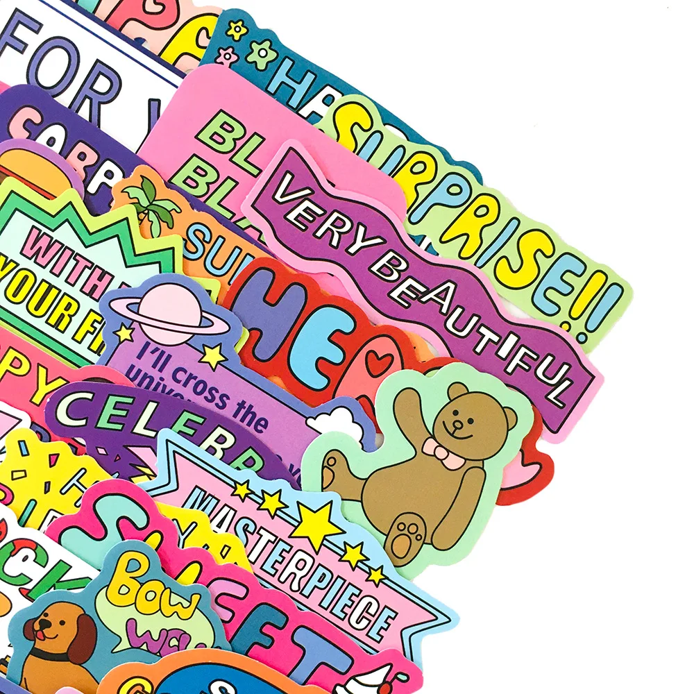 10/30/55pcs Color Cartoon English Stickers Waterproof Skateboard Motorcycle Guitar Luggage Laptop Bicycle Sticker Kids Toys