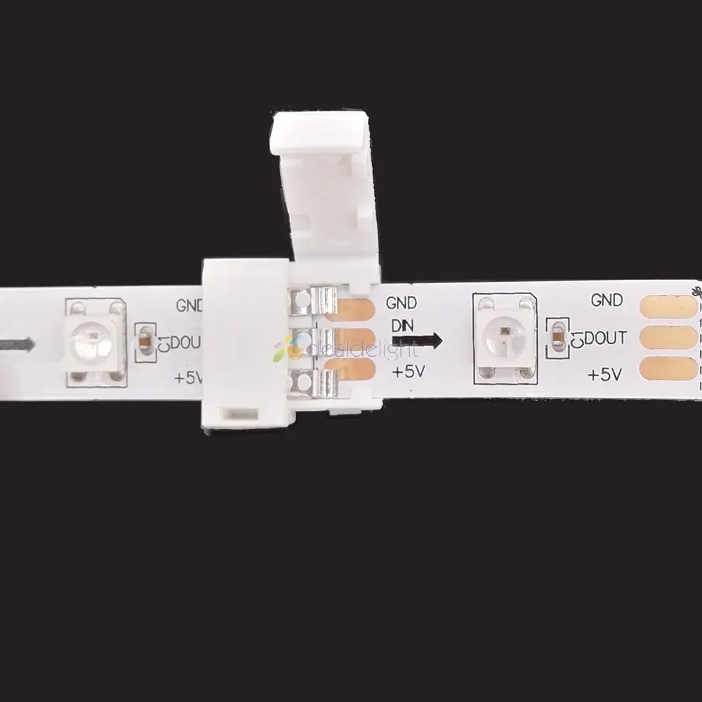 20 buah Strip PCB 3 PIN konektor Strip untuk Strip 8mm lebar 10mm CCT WS2811 WS2812B Strip LED tanpa pengelasan mudah dipasang