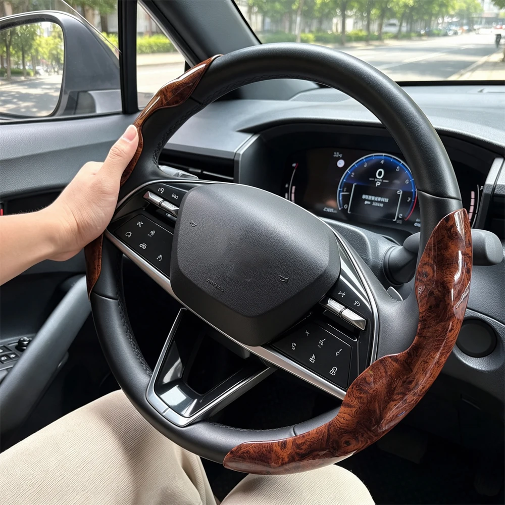 Peach Wood Grain Car Steering Wheel Cover Non-slip Four Seasons General For Cadillac CT4 CT5 XT4 XT5 XT6 Lyriq Optiq Escalade