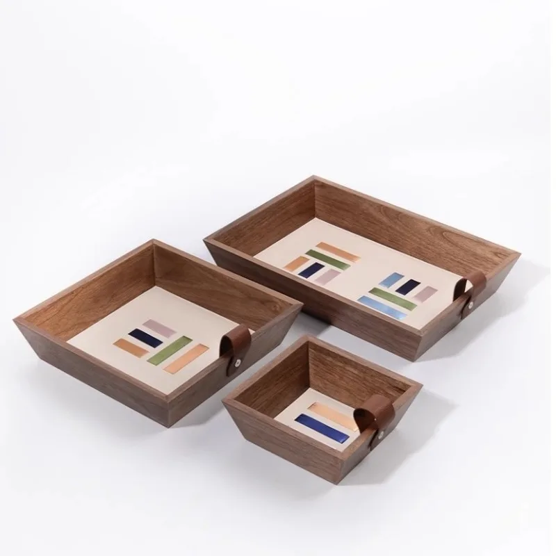 

Pallet solid wood leather storage tray home living room coffee table jewelry plate storage tray