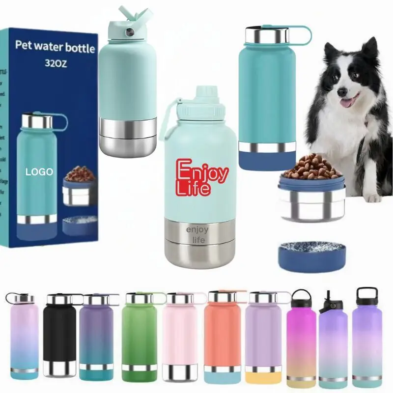 

Can Drop Shipping Pet Travel Stainless Steel 3 In 1 Dog Water Bottle And Dog Water Bottle With Food Container For Dog Bottle