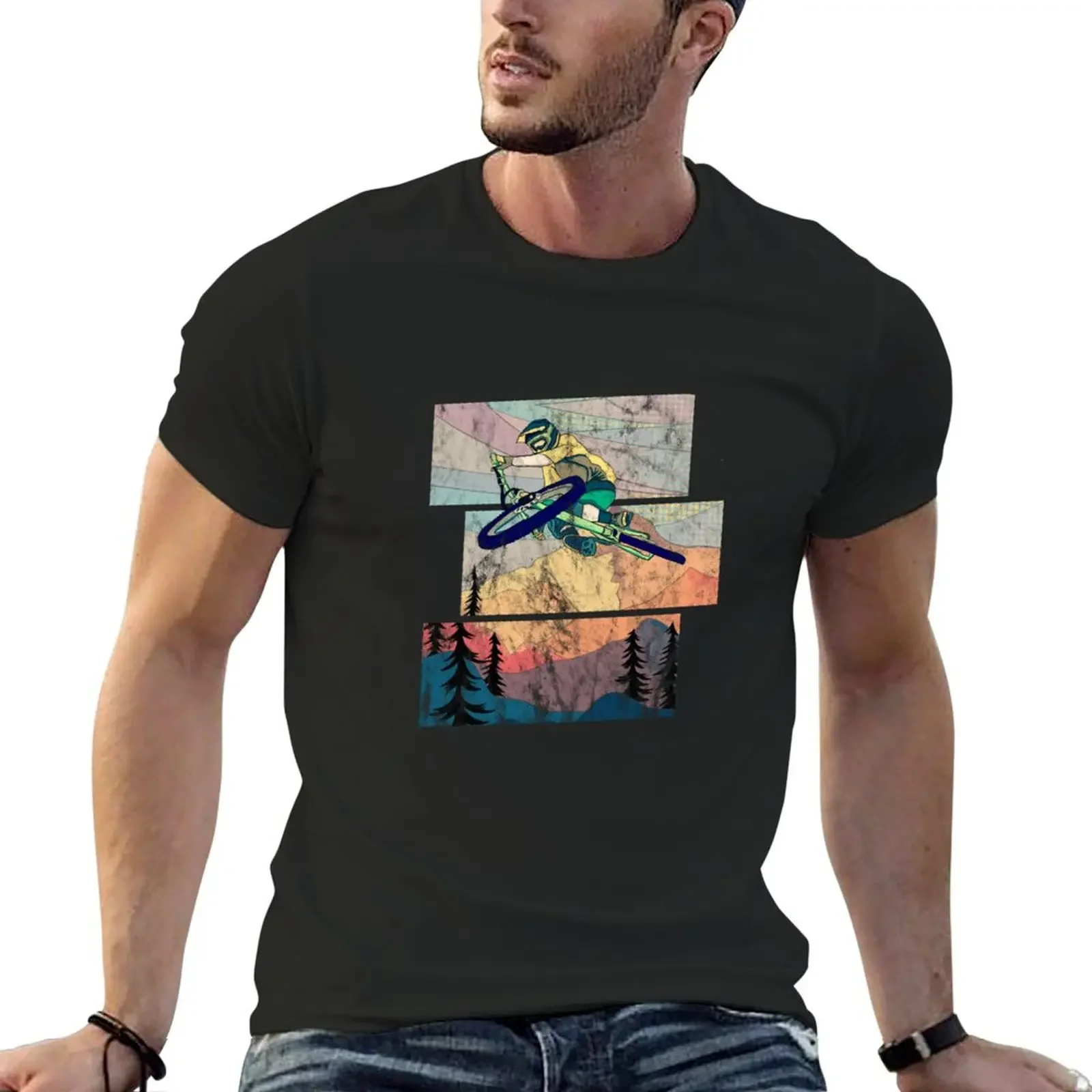 

Retro mountain biker shredding and roosting on the trail T-Shirt oversized anime t shirts fruit of the loom mens t shirts