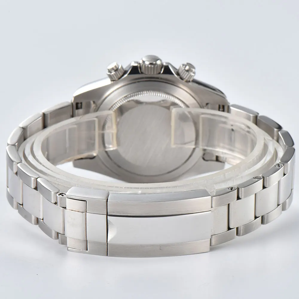 Jam tangan 39mm mesin VK63 kronograf kaca safir tali baja tahan karat Jam tangan khusus pria bisnis 10Bar