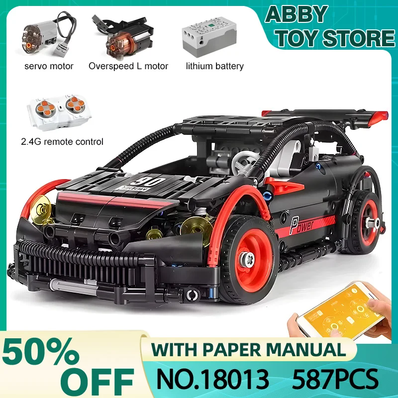 MOULD KING 18013 High-Tech Remote contro Racing Car MOC-6604 Hatchback Type  Vehicle Building Blocks Bricks Toy Kid Christmas Gi