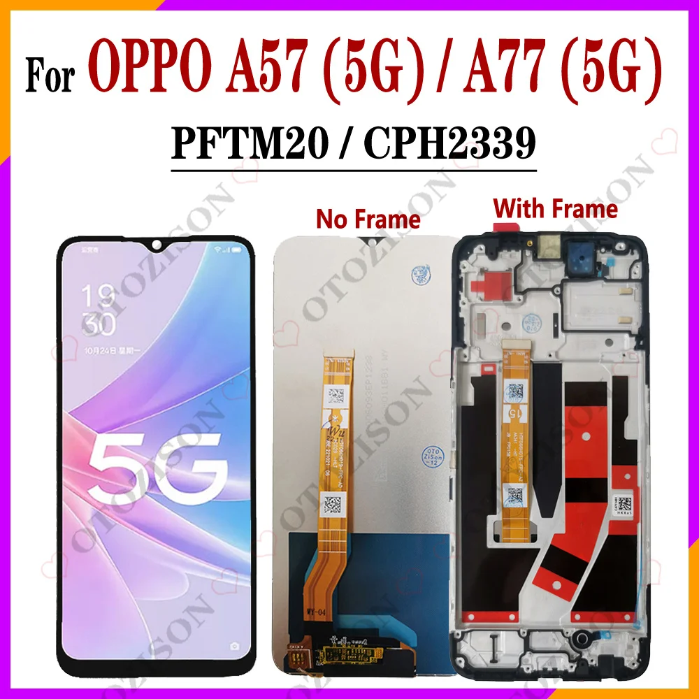 6.56-дюймовый ЖК-дисплей для OPPO A57 5G с рамкой PFTM20, экран A77 5G CPH2339, сенсорный дисплей в сборе, дигитайзер, модуль сенсорного экрана A57 LCD A77 LCD