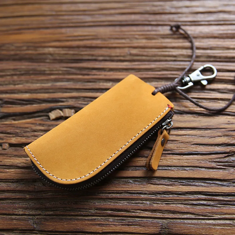 Zency Crazy Horse Leather Unisex Car Key Holder Small Key Case Bag Housekeeper Keys Business Style