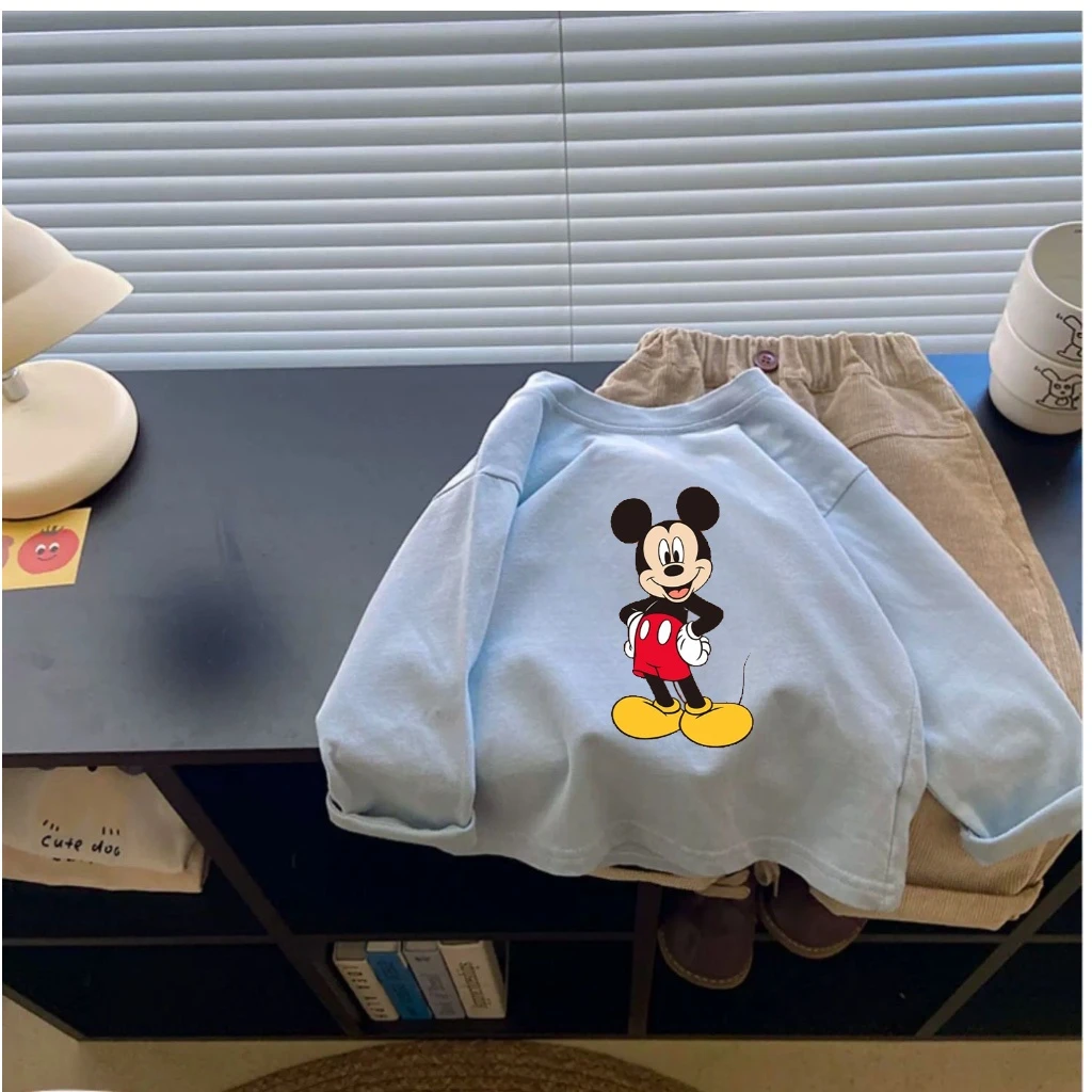 الرضع الاطفال زي الجولة الرقبة طويلة الأكمام تي شيرت ميكي ميني الكرتون المطبوعة فضفاض تيز للبنين بنات متماسكة القمم ملابس أطفال #2
