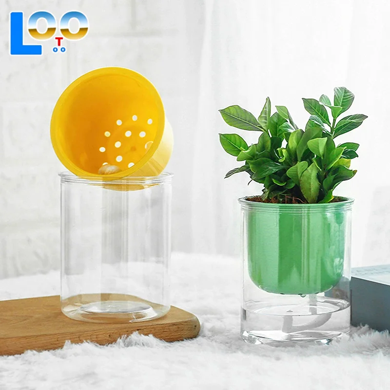 Желтый, синий, зеленый пластиковый цветочный горшок, автоматический впитывающий ленивый цветочный горшок, настольный горшок