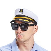 Adult Yacht Military Hats Boat Skipper Ship Sailor Captain Costume Hat Adjustable Cap Party Carnival Adult Hat For Men Women