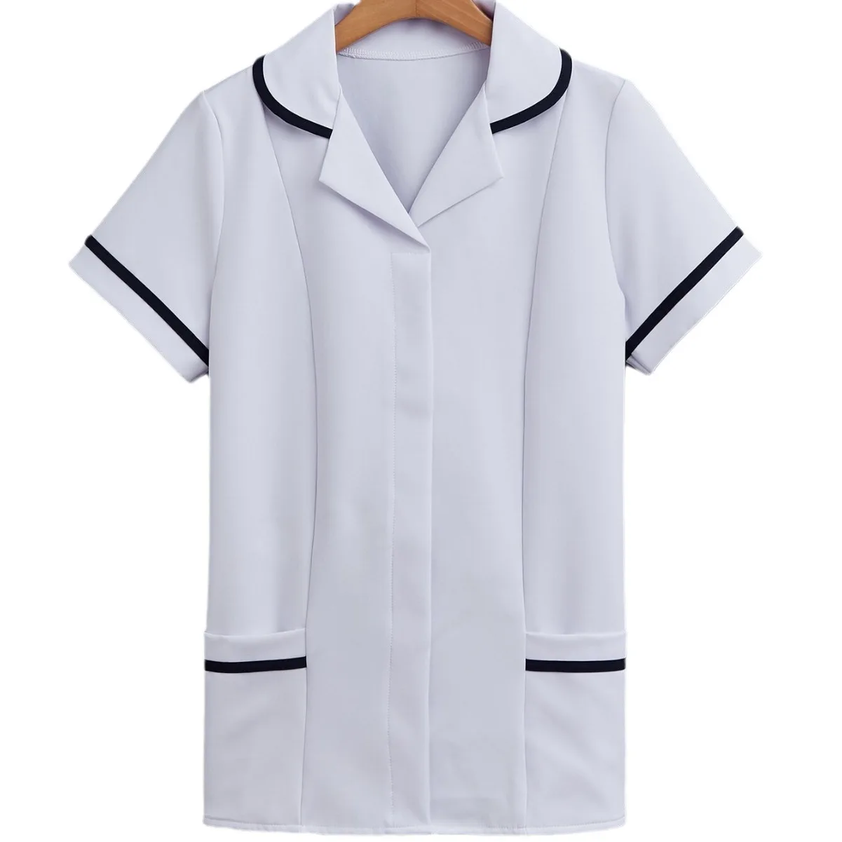Enfermeira esfrega uniformes médicos assistente dental workwear colthes cirúrgicos salão de beleza pet hospital camisas de enfermagem estiramento ht025