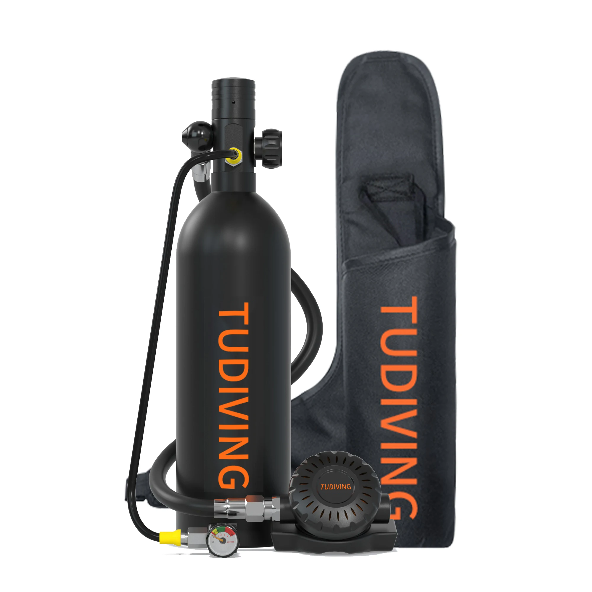 

TUDIVING-Portable Scuba Tank Kit 1L Mini Diving Tank Reusable Travel Lung Tank for Emergency Rescue Underwater Exploration