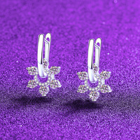 S925 Silver White Gold Plated 1.4CT D Color Moissanite Royal Style Floral Earrings for Women, Exquisite Jewelry.