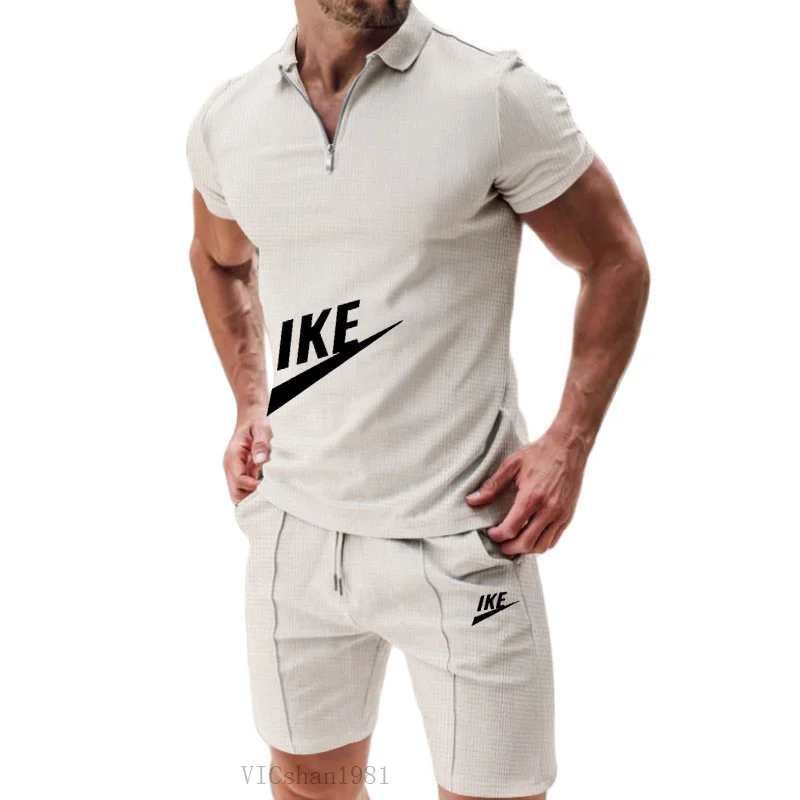 Men\'s wear Summer casual fashion sportwear set Quick drying Short sleeve T-shirt + Jogging shorts two-piece ropa barata