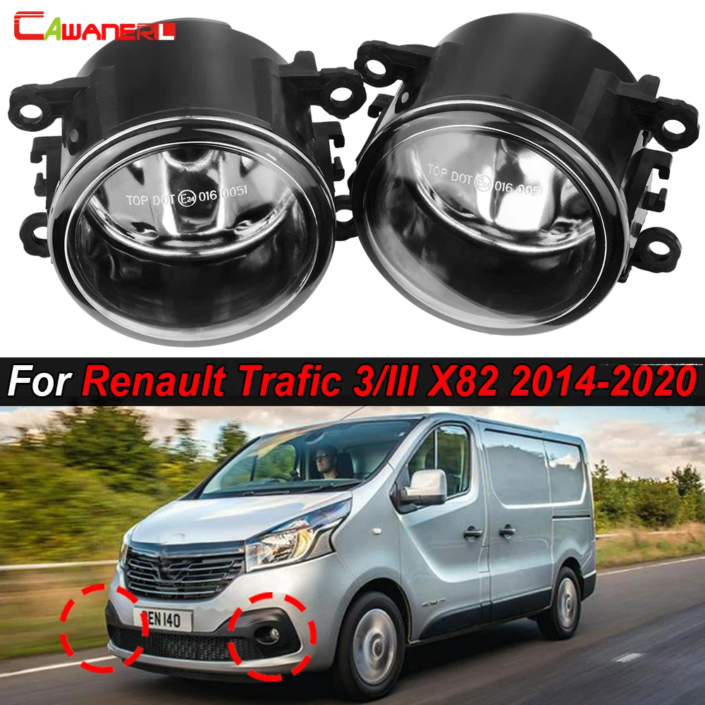 

1 пара автомобильных противотуманных фар 55 Вт 100 Вт в сборе для Renault Trafic 3/III X82 2014-2020, абажур со стеклянной линзой и светодиодной галогенной лампой H11