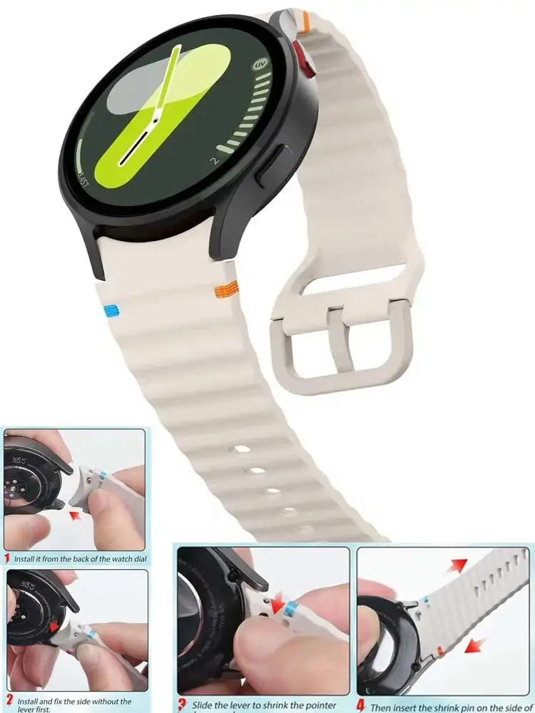 Original 1:1 Strap for Samsung Galaxy Watch 6/FE/5 pro/4 Classic 44mm 40mm Silicone Bracelet no gaps on Galaxy Watch 7 watchband