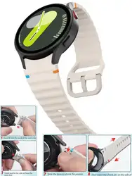 Original 1:1 Strap for Samsung Galaxy Watch 6/FE/5 pro/4 Classic 44mm 40mm Silicone Bracelet no gaps on Galaxy Watch 7 watchband