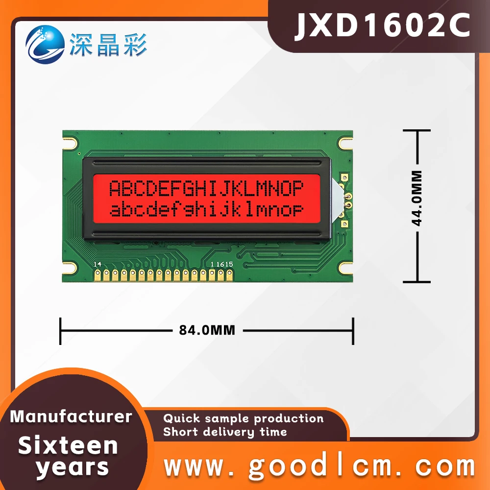 Industrial control lcd 16 * 2 dot matrix LCD screen JXD1602C FSTN Red Positive Digital Character Screen LCM display module