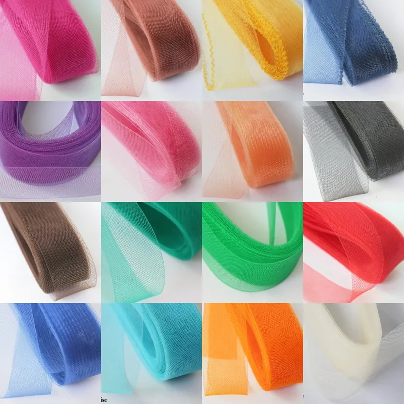 Stiff Transparent Horsehair Crinoline Mesh Braid 50yard Polyester Boning For Wedding Gown Dance Costume Skirt Shaping Sewing Sup