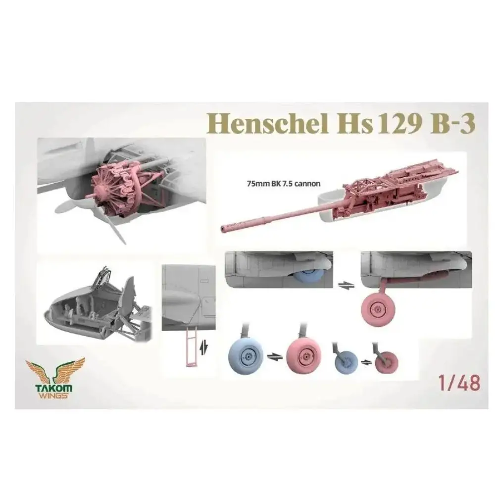 TAKOM 48002 1/48 مقياس Henschel Hs129B-3 مع مجموعات نماذج طائرات الهجوم الداخلي