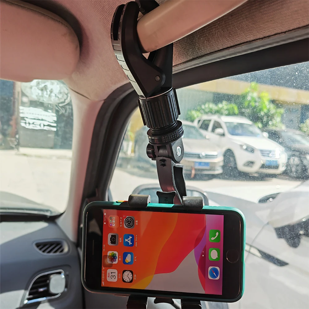 

Car Phone Holder Multifunctional Rearview Mirror Phone Holder for Car 360° Rotatable Cell Phone Holder for iPhone Samsung Xiaomi