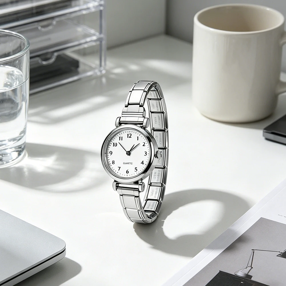 9MM DIY Charm High Quality Stainless Steel Watch Bracelet Bangle Square Round Shape Watch Head Fashion Women Men's Jewelry