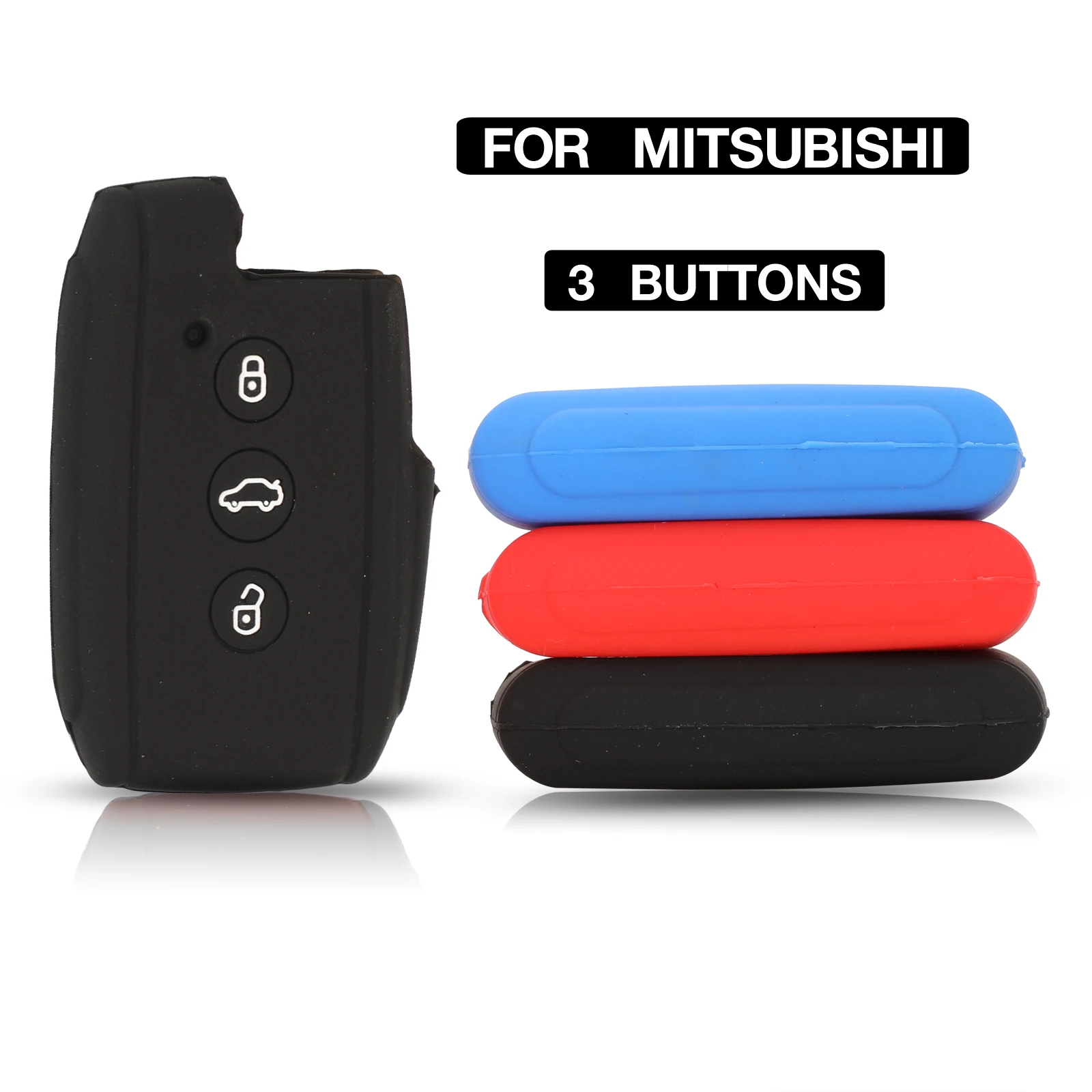 jingyuqin 10PCS For Mitsubishi V3 Southeast Asx Pajero 3 Button Silicon Car Key Cover Remote Case Shell Protector Pouch