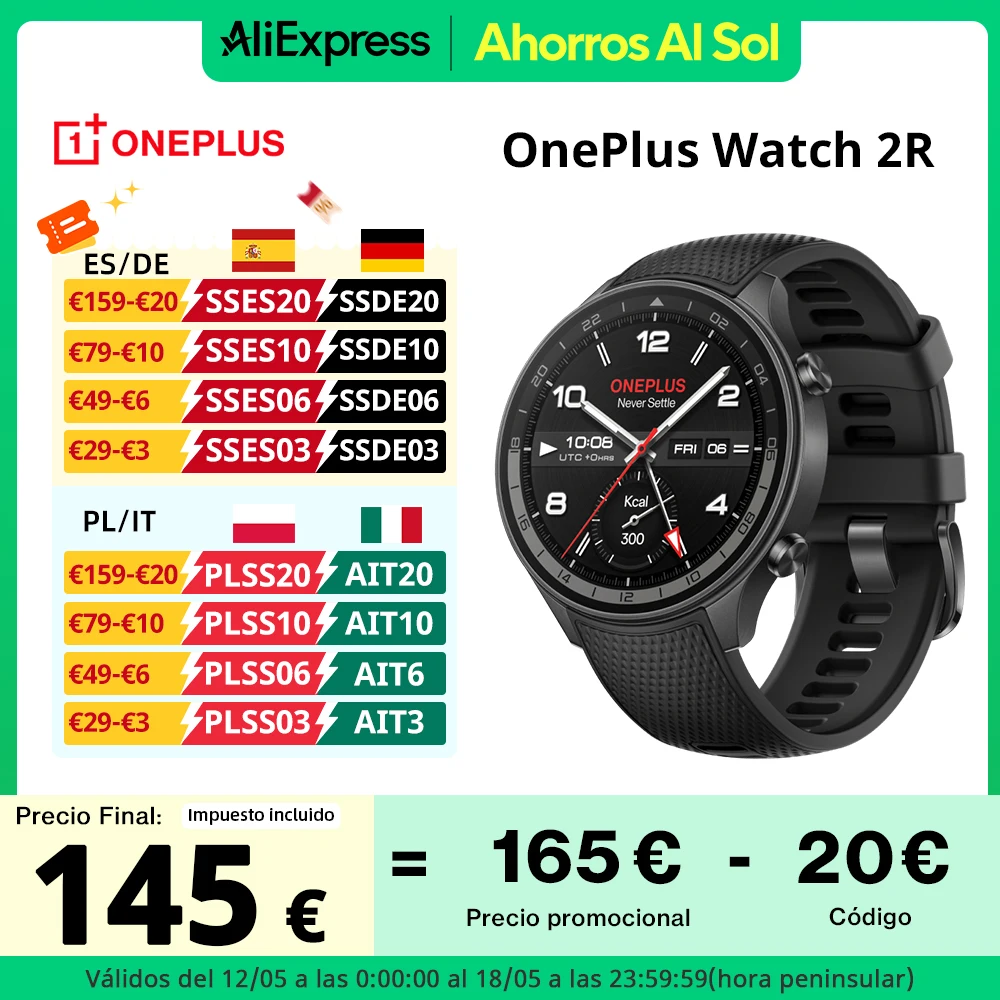OnePlus Watch 2R Global Version 1.43” AMOLED Display Snapdragon W5 Gen 1 Dual Frequency GPS Enhanced Sports Tracking Smartwatch