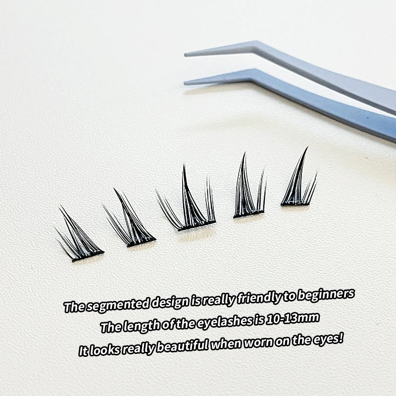 BQI 100 Clusters Sunflower Style Glue-Free False Eyelashes 10-13MM C-curled Enlarge Eyes Easy to Wear Self-Adhesive Lashes