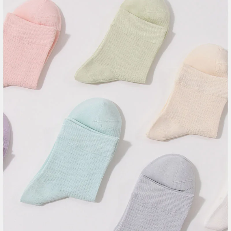 Socks Women's Spring/Summer Thin Style Mid-calf Socks Cotton Breathable in Summer Cotton Short Socks hand-linked toe