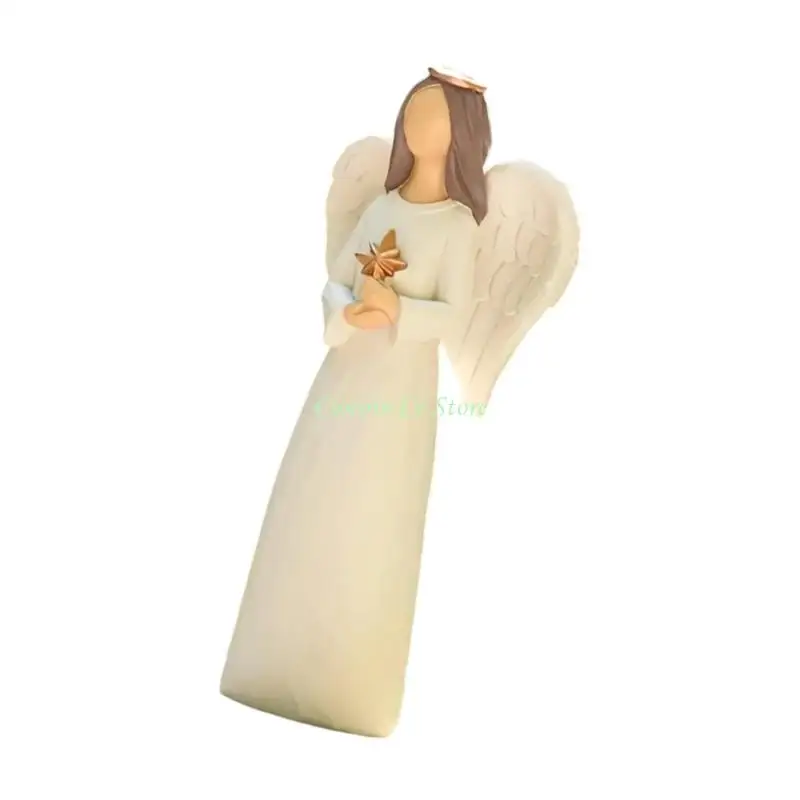 X90F Resin Angel Sculpture Carving Girl Embracing Horse Figurine Ornament for Indoor Decoration Enhances Home Ambiances