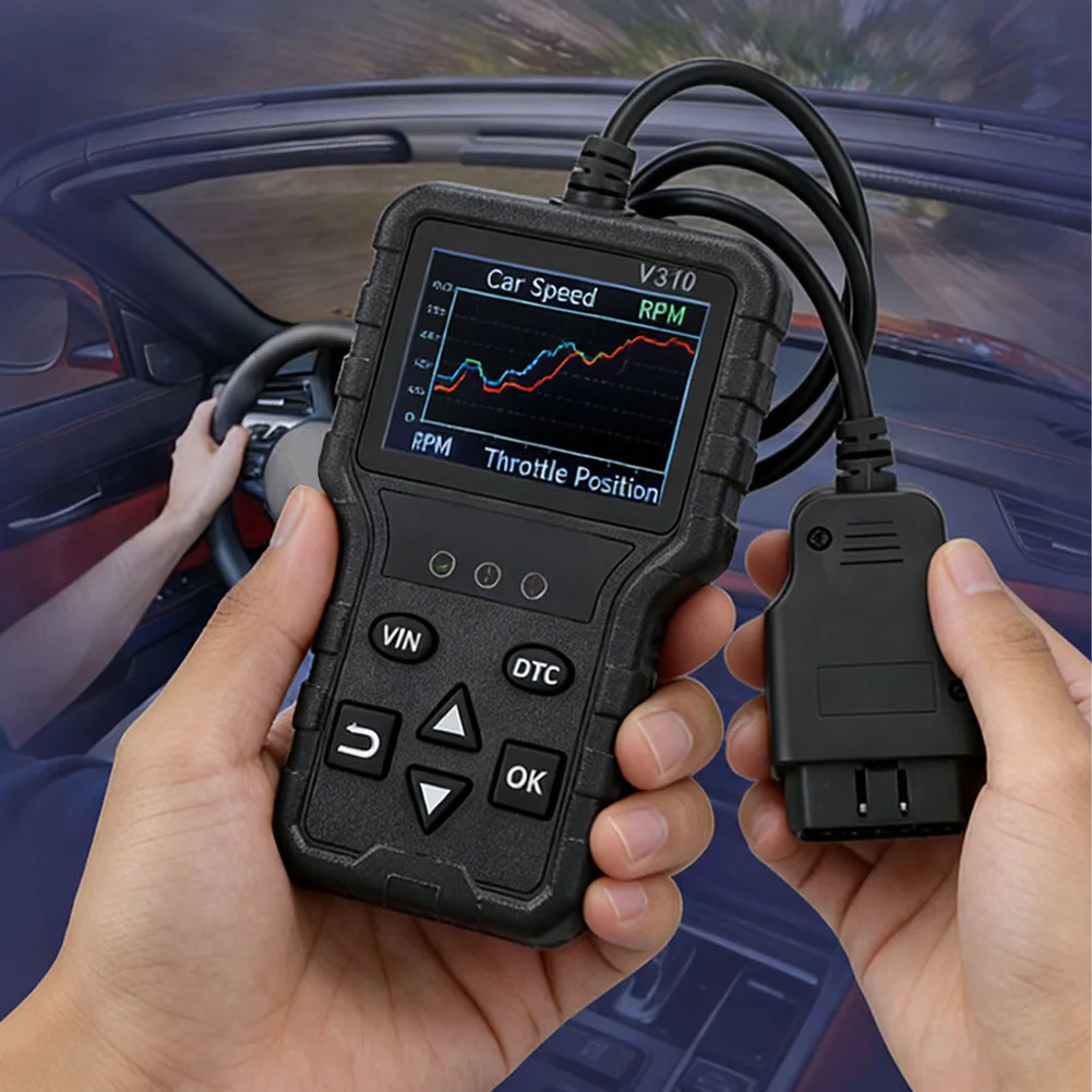 

Портативный сканер OBD2 с тестером напряжения для автомобилей OBDII, отображение данных в реальном времени, чтение и удаление кодов где угодно и когда угодно