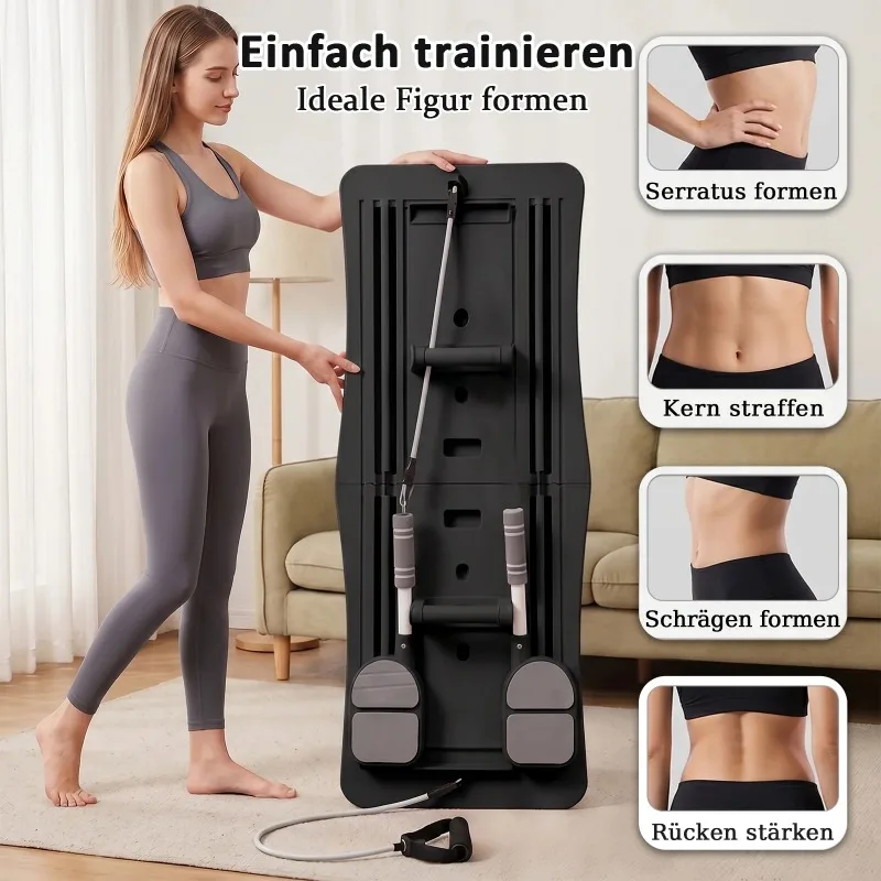 Foldable Multifunctional Home Workout Board, Portable Abdominal Core Trainer with Resistance Bands, Push‑Up Handles and Knee Pad, Full‑Body Home Fitness Equipment gallery 1