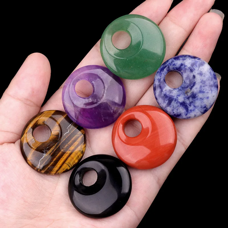 5 szt. Naturalne kamienie z dużym otworem, koraliki ametyst, zielony awenturyn, luźne koraliki do tworzenia biżuterii DIY, naszyjników, kolczyków, bransoletek, 30 mm